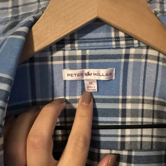 Peter Millar Women's Button Up Plaid Lightweight Blue Shirt Size Medium‎ - Picture 3 of 5